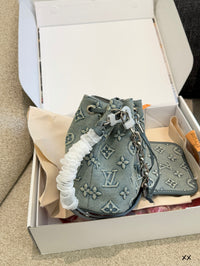 Monogram Denim Bucket Bag