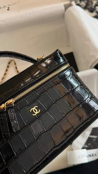 Crocodile Embossed Slim Vanity Case