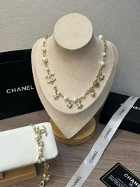 Pearl Charm Necklace & Bracelet Set