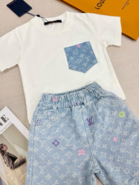 Monogram Denim Shorts Set
