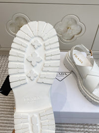 Leather Crossover Platform Sandals