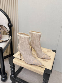 Embroidered Mesh Ankle Boots