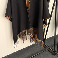 Reversible Check Wool Cape