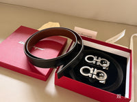 Double Gancini Reversible Leather Belt