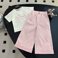 Kids Diorling Tee & Oblique Wide-Leg Trouser Set