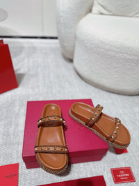 Garavani Rockstud Rope Flat Sandals