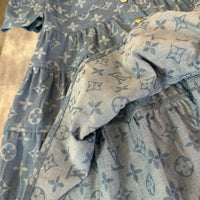 Monogram Denim Tiered Shirt Dress