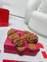 Garavani Rockstud Rope Flat Sandals