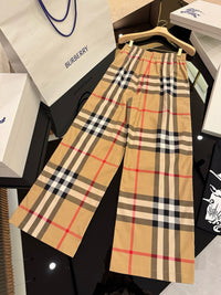 Beige Check Trousers
