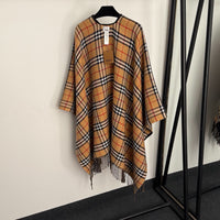 Reversible Check Wool Cape