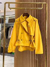 Drawstring Cropped Trench Jacket