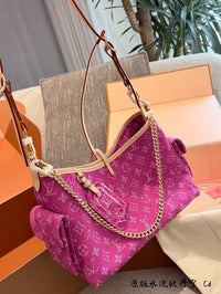 Monogram Denim Hobo Shoulder Bag