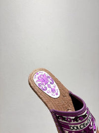 Maiolica Print Espadrille Sliders