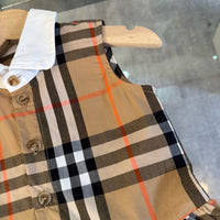 Vintage Check Sleeveless Collared Dress
