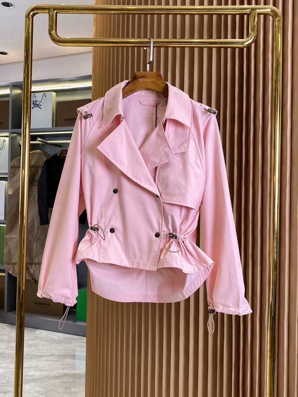 Drawstring Cropped Trench Jacket