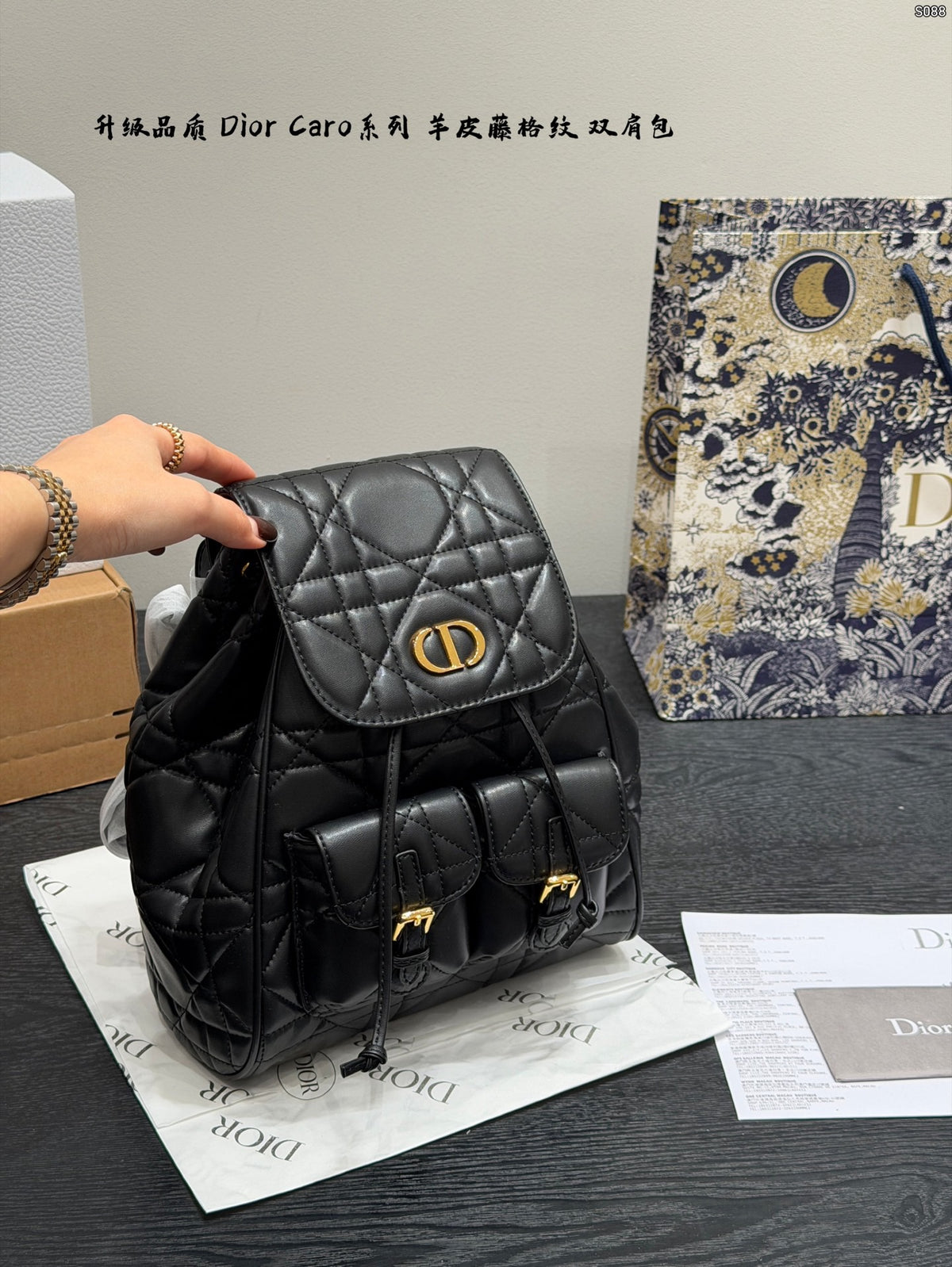 Caro Cannage Leather Backpack