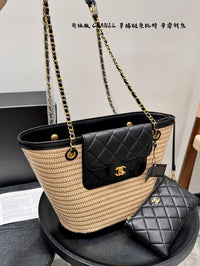 Straw Raffia Chain Tote Bag