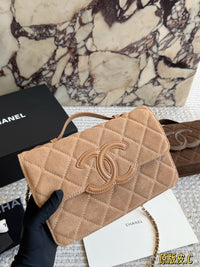 Suede Top Handle Flap Bag