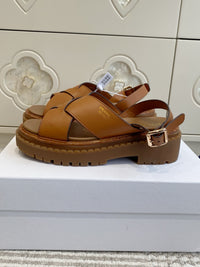 Leather Crossover Platform Sandals