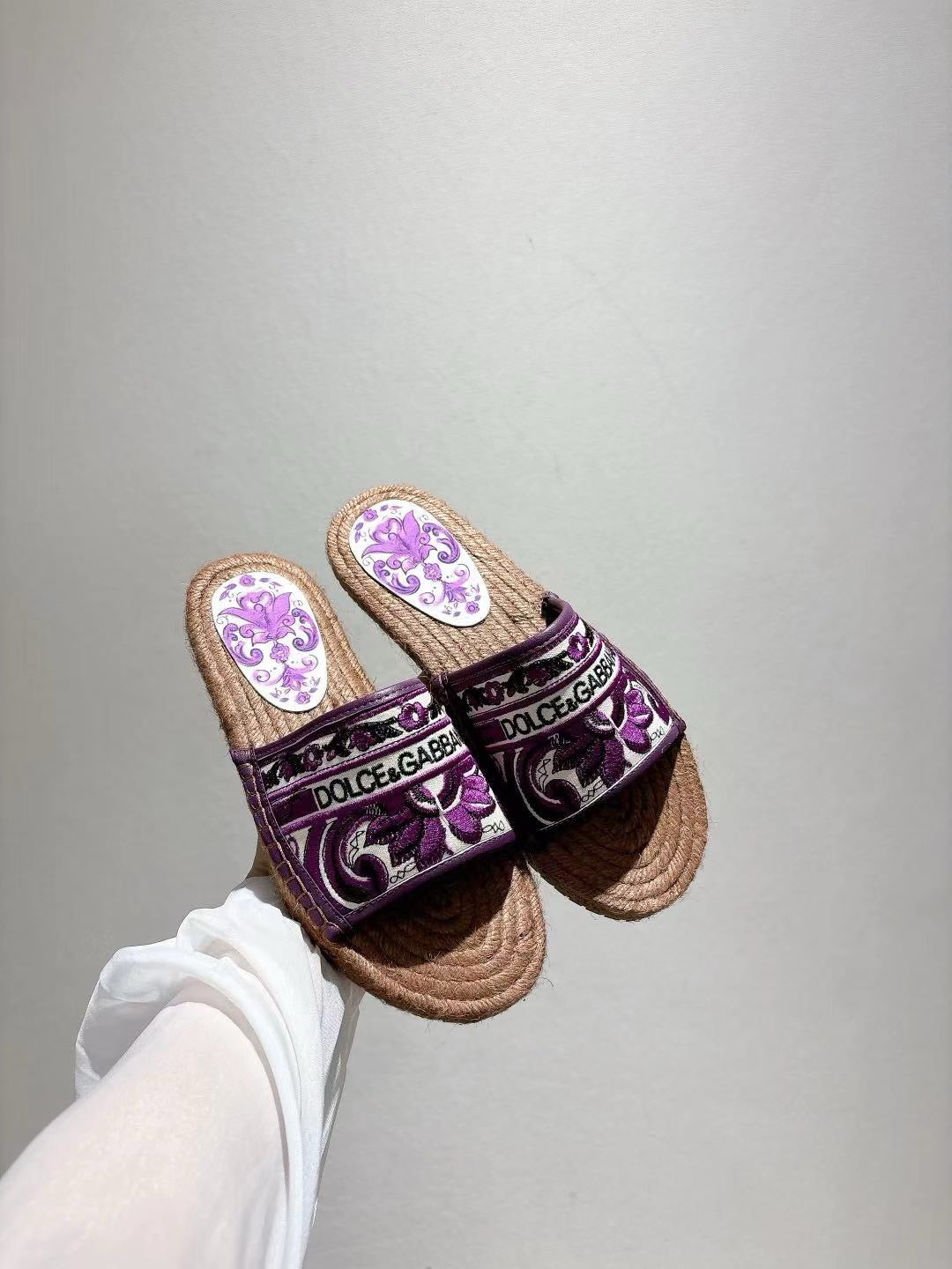 Maiolica Print Espadrille Sliders