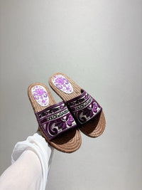 Maiolica Print Espadrille Sliders