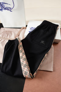 Check-Stripe Slim Sweatpants