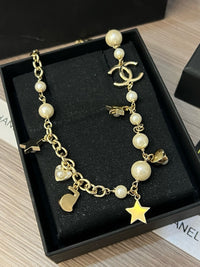 Pearl Charm Necklace & Bracelet Set