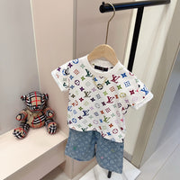 Multicolor Monogram Shorts Set