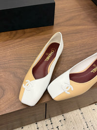 Two-Tone Leather Ballerina Flats