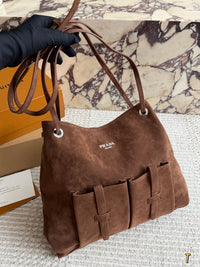 Large Suede Route Shoulder Bag