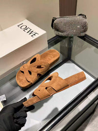 Paula's Ibiza Leather Monogram Ease Slides