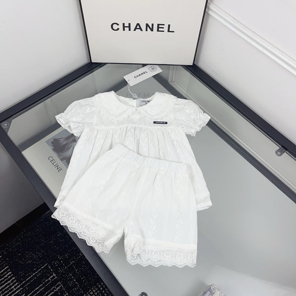 Lace Collar Shorts Set