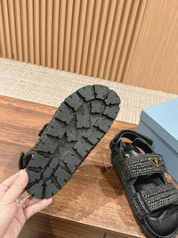 Logo-Plaque Crochet Sandals