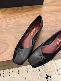 Two-Tone Leather Ballerina Flats