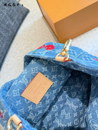 Cherry Denim Mini Backpack