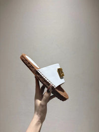 Nappa Leather Espadrille Sliders