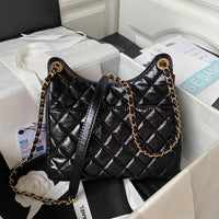 Shiny Crumpled Calfskin Hobo Bag
