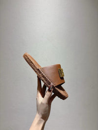 Nappa Leather Espadrille Sliders