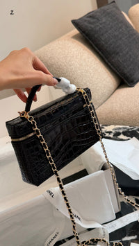 Crocodile Embossed Slim Vanity Case