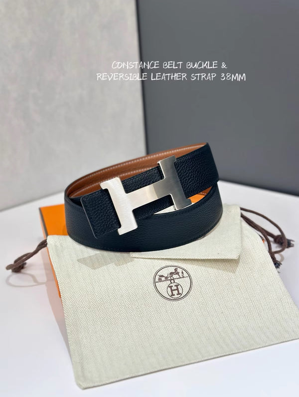 Constance Reversible Leather Belt Palladium-Plated H Buckle 38mm