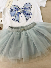 Girls Bow Tee & Tulle Skirt Set
