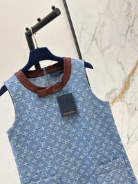 Monogram Denim Sleeveless Shift Dress