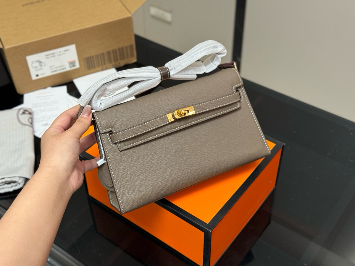 Kelly 25 Grey Epsom Gold Hardware