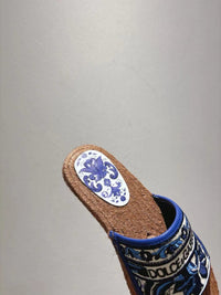 Maiolica Print Espadrille Sliders