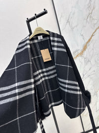 Check Panel Belted Wool Cardigan Coat