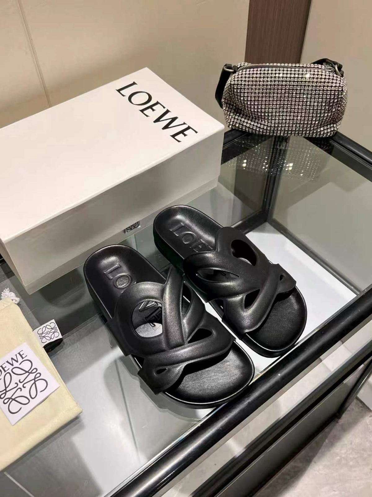 Paula's Ibiza Leather Monogram Ease Slides