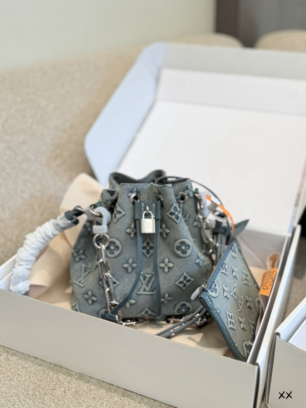 Monogram Denim Bucket Bag