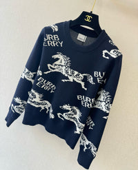 Equestrian Knight Motif Wool Sweater