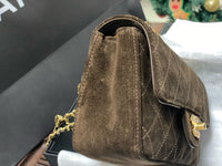 Suede Flap Bag