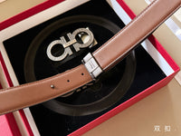 Double Gancini Reversible Leather Belt